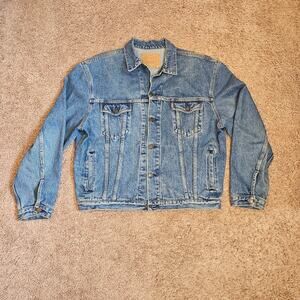 Vtg Levis Jean Jacket 70503-02 XL Britain Hard Rock London Denim Trucker 80s 90s